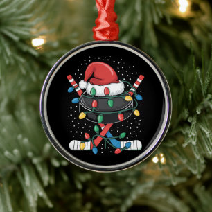 Kerst Hockey Xmas Kerstman Sporten Hoed Bal Metalen Ornament