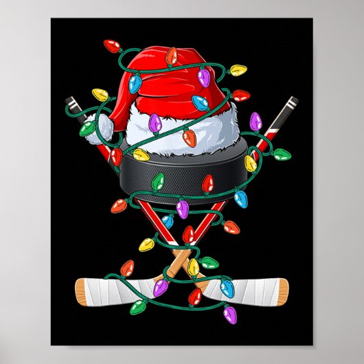 Kerst Hockey Xmas Kerstman Sporthoed Ll Kinderen J Poster (Voorkant)