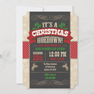 Kerst Hoedown Feest Uitnodiging