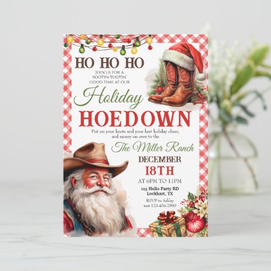 Kerst Hoedown Westerne Vakantie Hoedown Xmas Kaart (Staand voorkant)
