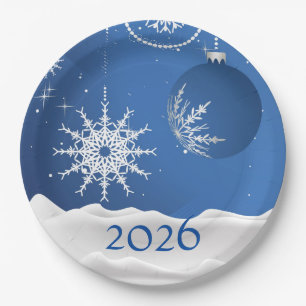 Kerst-/Holiday Sneeuwvlok, Sneeuw 2026 Naam toevoe Papieren Bordje