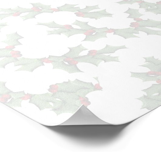 Kerst Holly Achtergrond - Licht Poster (Hoek)