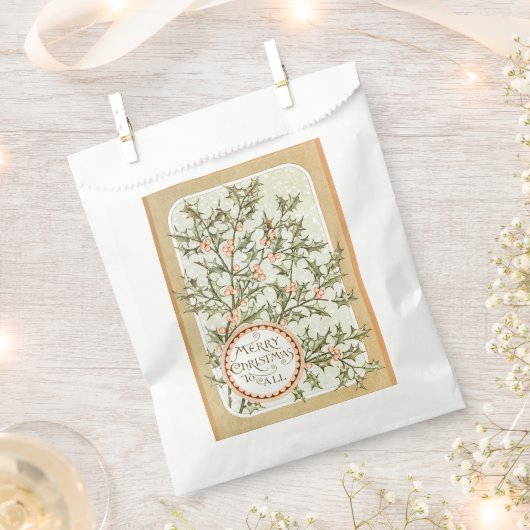 Kerst Holly  Antiek Groet Bedankzakje (Geknipt)