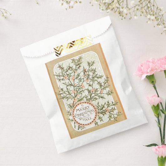 Kerst Holly  Antiek Groet Bedankzakje (Gezegeld)