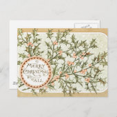 Kerst Holly Antiek Groet Briefkaart (Voorkant / Achterkant)