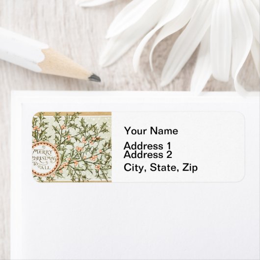 Kerst Holly  Antiek Groet Etiket (Insitu)