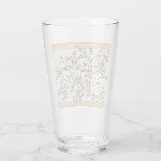 Kerst Holly  Antiek Groet Glas (Achterkant)