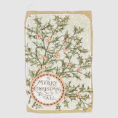 Kerst Holly  Antiek Groet Golfhanddoek (Voorkant)