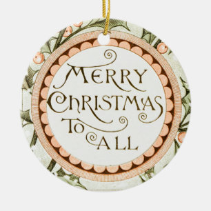 Kerst Holly  Antiek Groet Keramisch Ornament