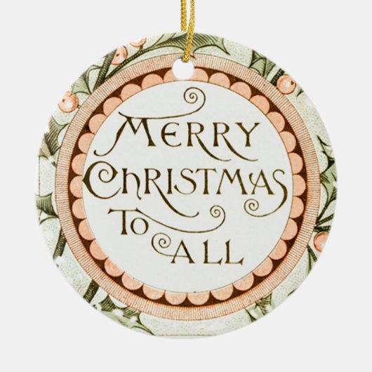 Kerst Holly Antiek Groet Keramisch Ornament (Voorkant)