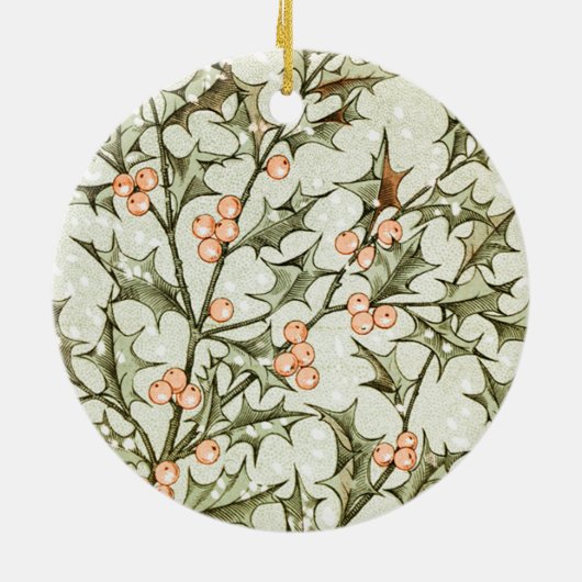 Kerst Holly  Antiek Groet Keramisch Ornament (Achterkant)