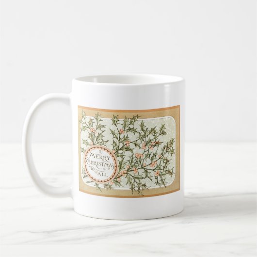 Kerst Holly Antiek Groet Koffiemok (Links)
