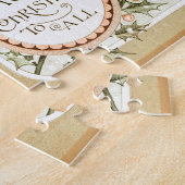 Kerst Holly  Antiek Groet Legpuzzel (Zijkant)