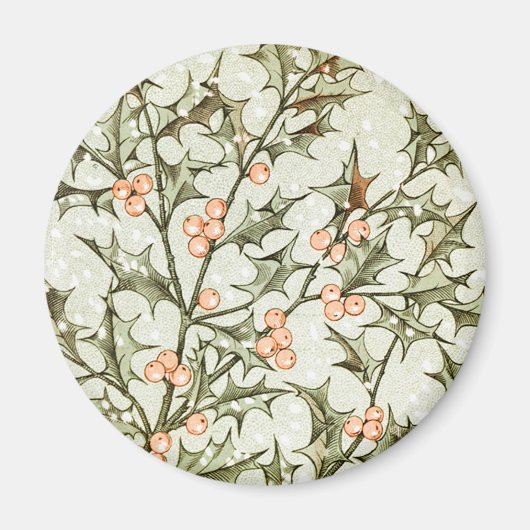 Kerst Holly  Antiek Groet Magneet (Voorkant)