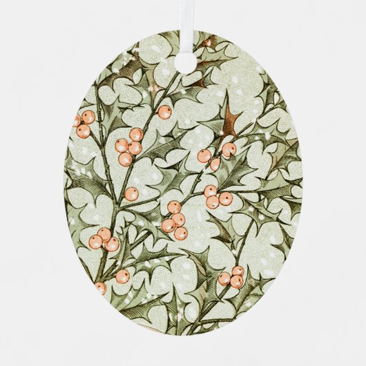 Kerst Holly  Antiek Groet Metalen Ornament (Voorkant)