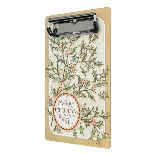 Kerst Holly  Antiek Groet Mini Klembord (Angled2)