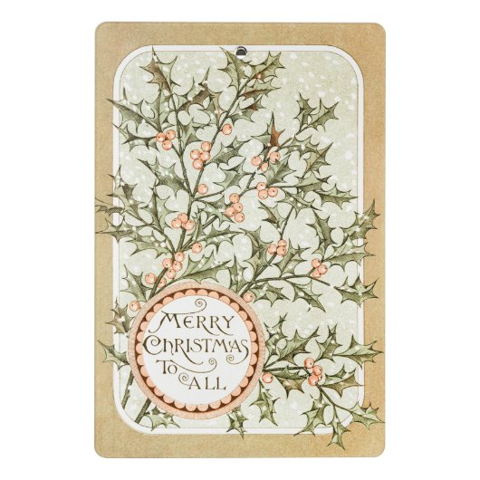 Kerst Holly  Antiek Groet Mini Klembord (Achterkant)