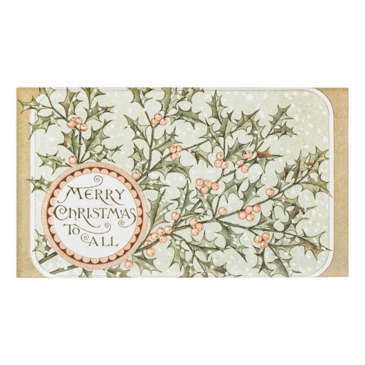 Kerst Holly Antiek Groet Naambadge (Voorkant)