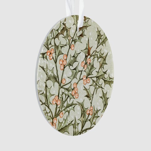 Kerst Holly  Antiek Groet Ornament (voorkant)