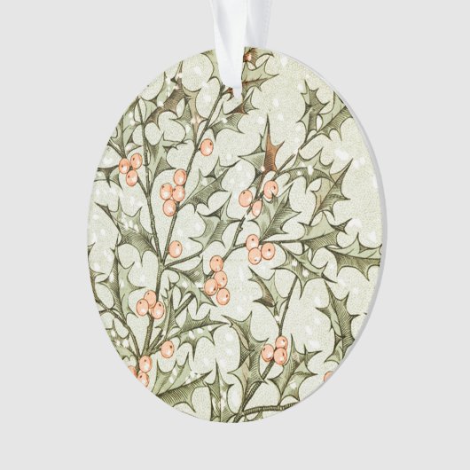 Kerst Holly  Antiek Groet Ornament (voorkant)