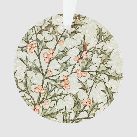 Kerst Holly  Antiek Groet Ornament (voorkant)