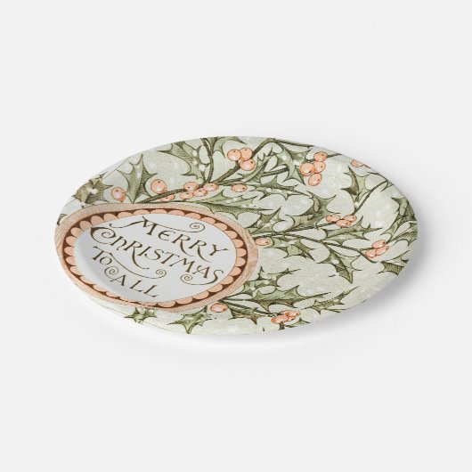 Kerst Holly Antiek Groet Papieren Bordje (Gekanteld)