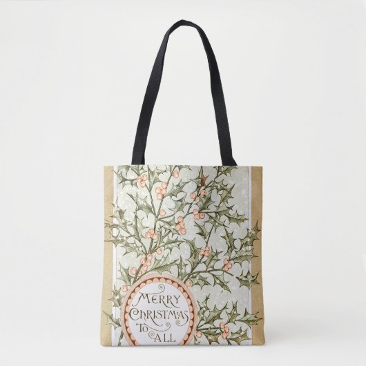 Kerst Holly  Antiek Groet Tote Bag (Voorkant)