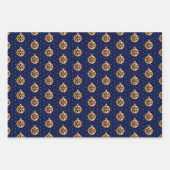 Kerst Holly, Baubles en Holly op Navy Blue Inpakpapier Vel (Voorkant 2)