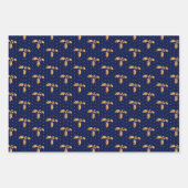 Kerst Holly, Baubles en Holly op Navy Blue Inpakpapier Vel (Voorkant)