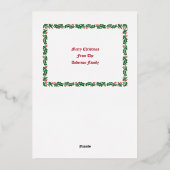 Kerst Holly & Berries Border Foto Folie Feestdagenkaart (Achterkant)