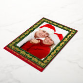 Kerst Holly & Berries Border Foto Folie Feestdagenkaart (Gedraaid)