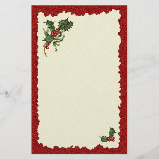 Kerst Holly Berries Briefpapier (Voorkant)