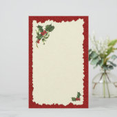 Kerst Holly Berries Briefpapier (Staand voorkant)