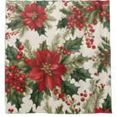 Kerst Holly & Berries Douchegordijn (Voorkant)
