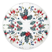 Kerst Holly & Berries Drawer Pull Keramische Knop (Voorkant)