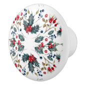 Kerst Holly & Berries Drawer Pull Keramische Knop (Rechts)