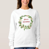 Kerst Holly Berries & Mistletoe Krans Trui (Voorkant)
