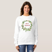 Kerst Holly Berries & Mistletoe Krans Trui (Voorkant volledig)