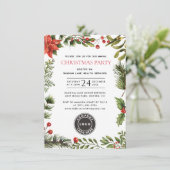 Kerst Holly Berries Party Kaart (Staand voorkant)