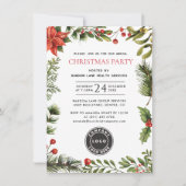 Kerst Holly Berries Party Kaart (Voorkant)