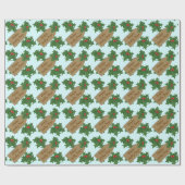 Kerst Holly Berries Vakantie inpakpapier (Vlak)