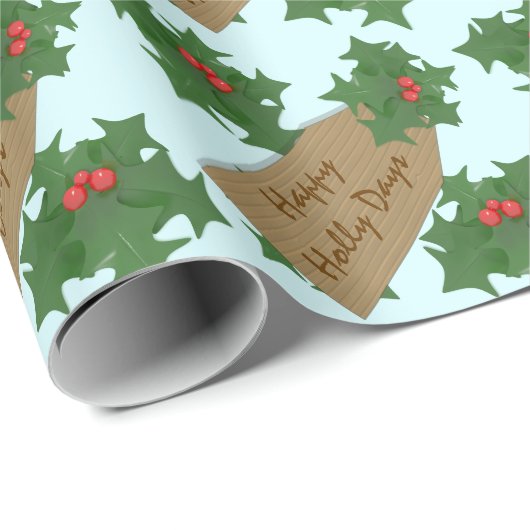 Kerst Holly Berries Vakantie inpakpapier (Rol Hoek)