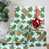 Kerst Holly Berries Vakantie inpakpapier
