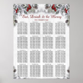 Kerst Holly Berry 16 Tabellen ZITTINGCHART Poster (Voorkant)