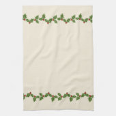 Kerst Holly Berry Border Cream Theedoek (Verticaal)