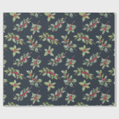 Kerst Holly Berry Branches met bladeren Cadeaupapier (Vlak)