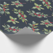 Kerst Holly Berry Branches met bladeren Cadeaupapier (Hoek)