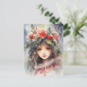 Kerst Holly Berry Fairy Feestdagenkaart (Staand voorkant)