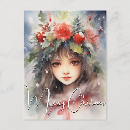 Kerst Holly Berry Fairy Feestdagenkaart (Voorkant)