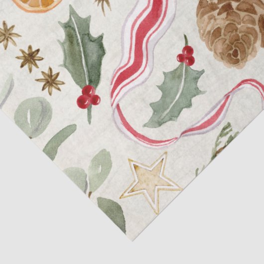 Kerst Holly Berry kaneel Sinaasappel Decoupage Tissuepapier (Detail)